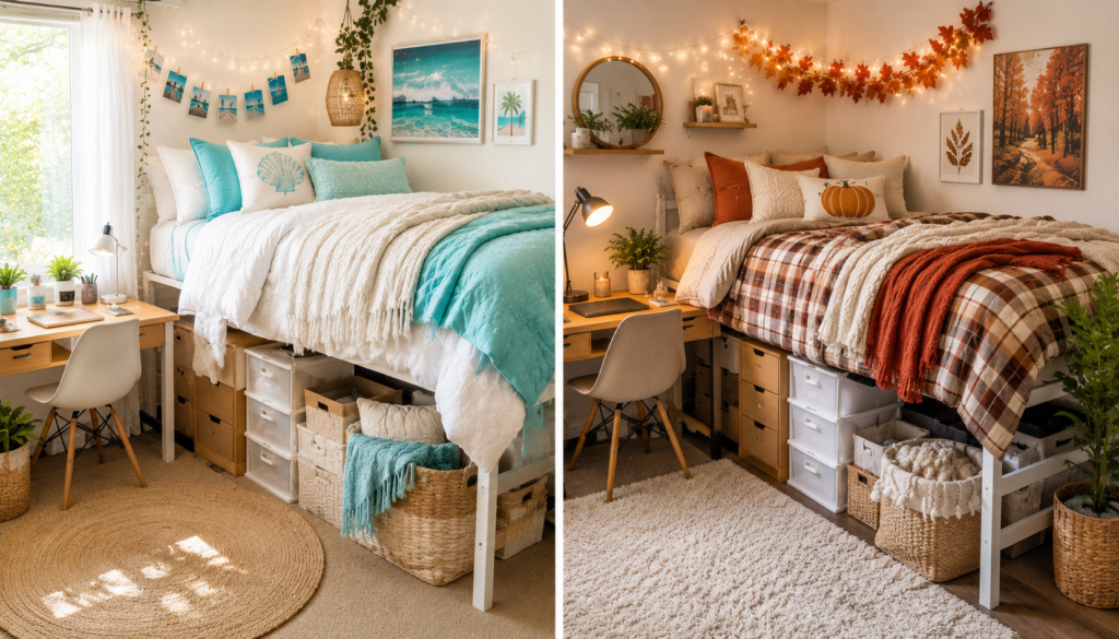 Dorm Bed Ideas for Each Season Fall Move-In to Spring Refresh 126e7133 8481 4b4f aeea 80e87ef9fbeb